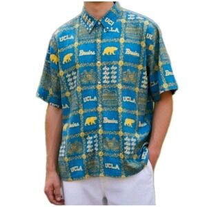NEW Reyn Spooner University UCLA Bruins Hawaiian Shirt Mens 3XL Blue Gold NWT